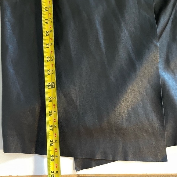 Zara Knit Mixed Media Open Front Waterfall Cardigan Tan and Faux Black Leather - Picture 8 of 9